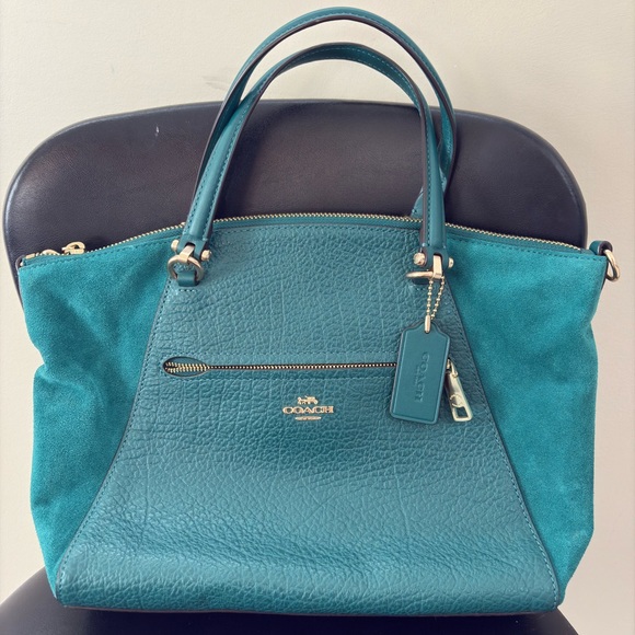 Coach Prairie Satchel Pebble Leather and Suede in Viridian F79999 - Picture 3 of 16